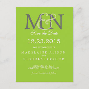 Custom yellow green modern wedding save the date