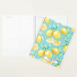 Custom Yellow Lemons Light Blue Planner