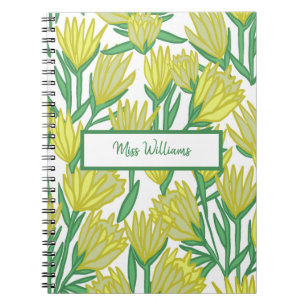 Custom Yellow Original Art Floral Design  Notebook