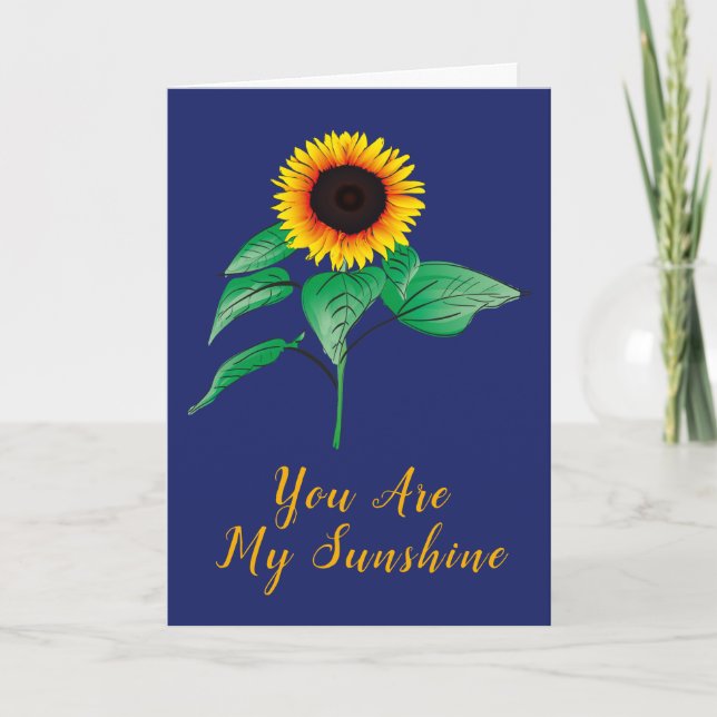 Custom Yellow Painted Watercolor Sunflower Plant Card (Front)