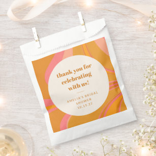 Custom Yellow Pink Marble Bridal Shower Thank You Favour Bags