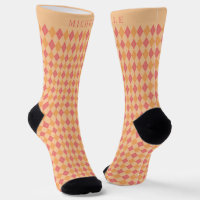Custom Yellow Pink Red Orange Argyle Pattern