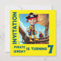 Custom Yellow Pirate 7th Birthday Boy Caricature