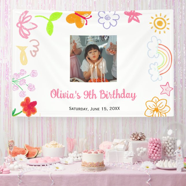 Custom Yellow Purple Birthday Banner (Party)