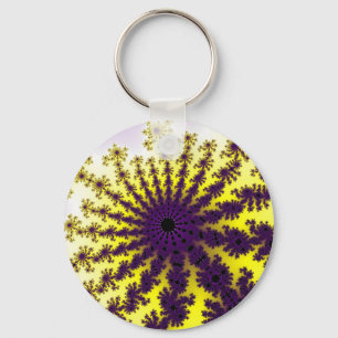 Custom Yellow Purple Burst Keychain