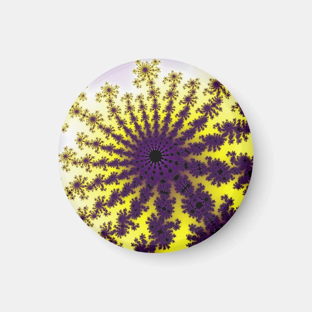 Custom Yellow Purple Burst Small Round Magnet (Front)