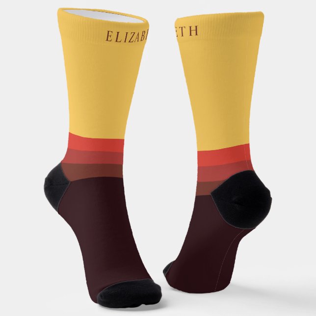 Custom Yellow Red Maroon Black Colour Block Socks (Angled)