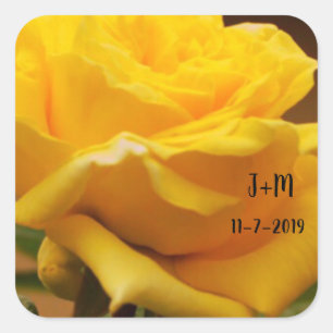 Custom Yellow Rose Design Square Sticker
