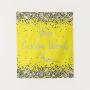 Custom Yellow & Silver Birthday Party Photo Booth Tapestry