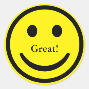 Custom Yellow Smile Face Great Text Sticker
