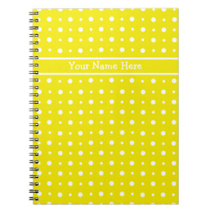 Custom Yellow Spiral Notebook, White Polka Dots Spiral Notebook
