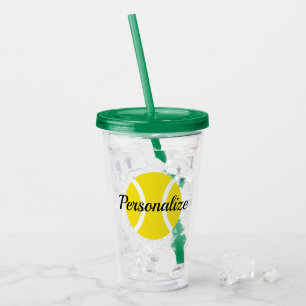 Custom yellow tennis ball acrylic tumbler glass