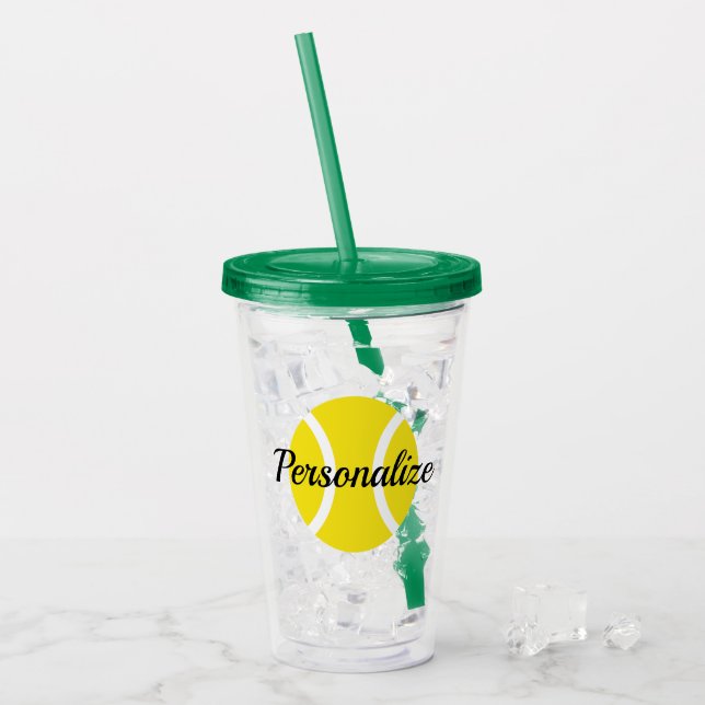 Custom yellow tennis ball acrylic tumbler glass (Front Ice)