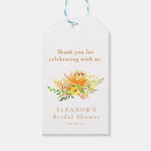 Custom Yellow Watercolor Floral Bridal Shower Gift Tags