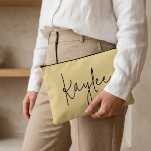 Custom Yellow Wedding Party Favour Pouch, Mum Gift Accessory Pouch