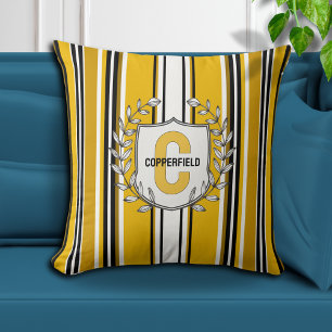 Custom Yellow White Black Stripes Cushion
