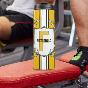 Custom Yellow White Black Stripes Thermal Tumbler