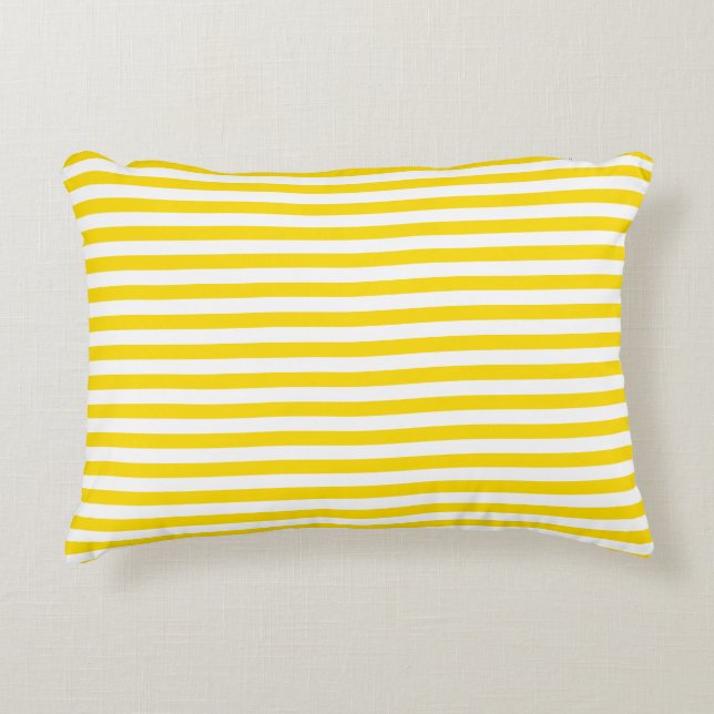 Custom Yellow White Striped Modern Template Trendy Decorative Cushion (Front)