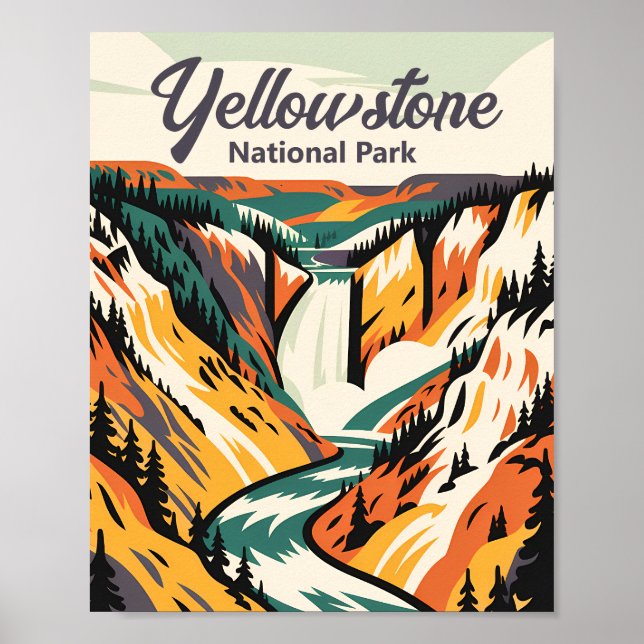 Custom Yellowstone National Park Lower Falls Retro Poster (Front)