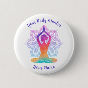Custom Yoga Button with Name & Mantra