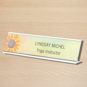 Custom Yoga Instructor Sunflower Desk Name Plate