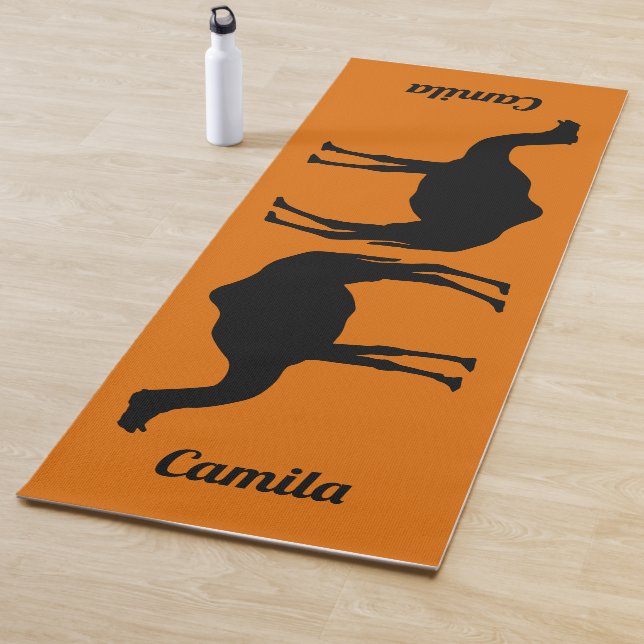 Custom yoga mat with camel back silhouette (In Situ)