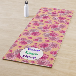 Custom Yoga Mat With Logo Pink Orange Flowers