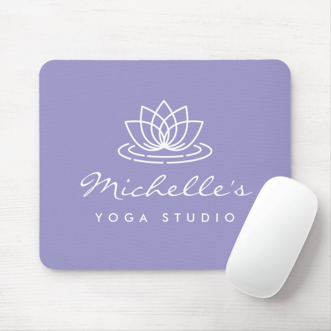 Custom yoga studio mouse mat with white lotus logo (With Mouse)