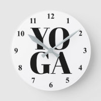 Custom yoga studio wall clock with bold typography