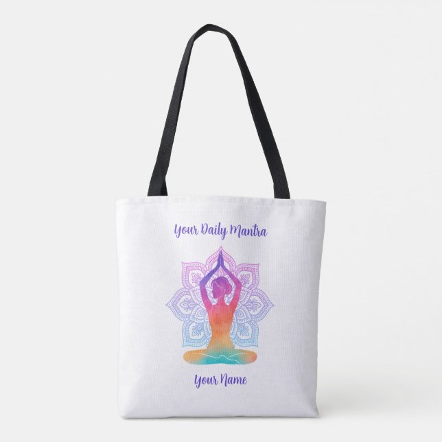 Custom Yoga Tote Bag with Name & Mantra (Back)