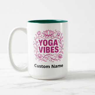 Custom Yoga Vibes Lotus Vines Two-Tone Coffee Mug