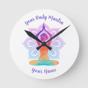 Custom Yoga Wall Clock with Name & Mantra