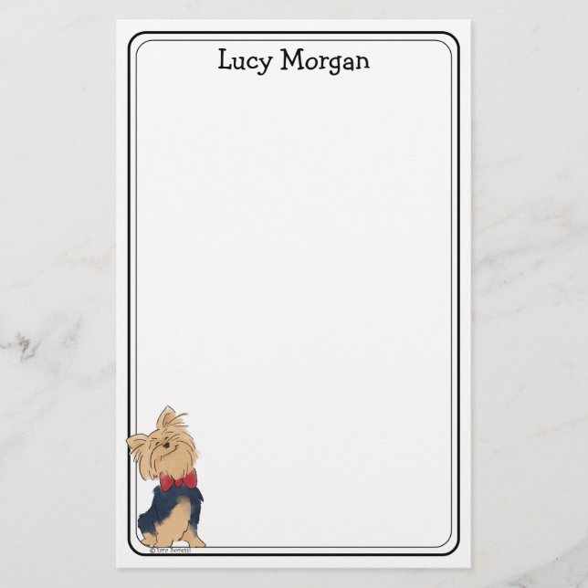 Custom Yorkie Cute Dog Art  Stationery (Front)