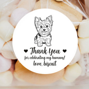 Custom Yorkie Dog Wedding Favour Stickers