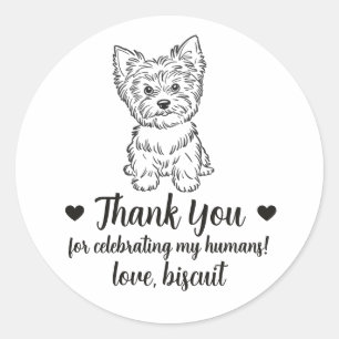 Custom Yorkie Dog Wedding Favour Stickers