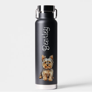 Custom Yorkshire Terrier with Dog's name Yorkie Water Bottle