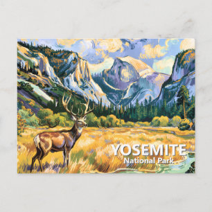 Custom Yosemite Half Dome Van Gogh Coloful Deer Postcard
