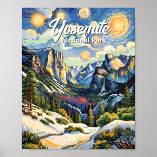 Custom Yosemite Tunnel View Winter Van Gogh Style Poster