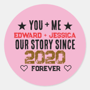 Custom You + Me Our Story Relationship Classic Round Sticker