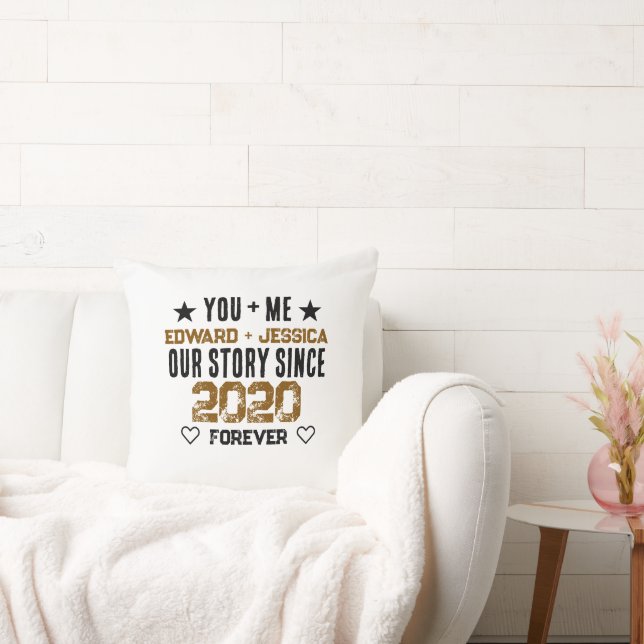 Custom You + Me Our Story Relationship Editable  Cushion (Couch)