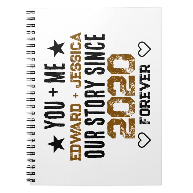 Custom You + Me Our Story Relationship Editable  Notebook (Front)