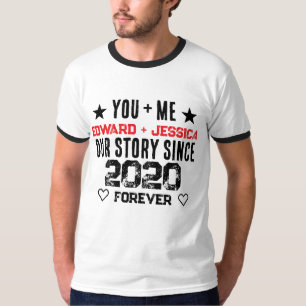 Custom You + Me Our Story Relationship Editable T-Shirt