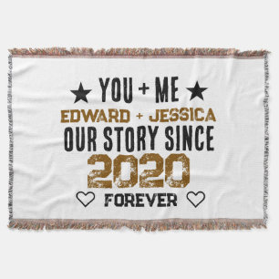 Custom You + Me Our Story Relationship Editable  Throw Blanket