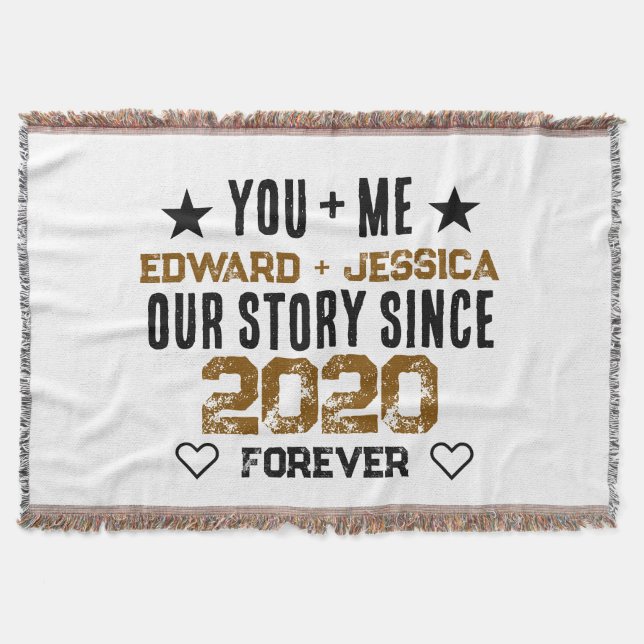 Custom You + Me Our Story Relationship Editable  Throw Blanket (Front)