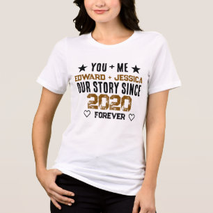 Custom You + Me Our Story Relationship Editable Tri-Blend Shirt