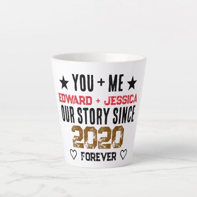 Custom You + Me Our Story Relationship Latte Mug (Front)