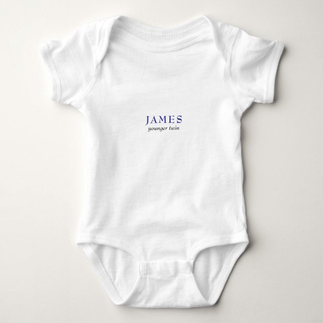 Custom Younger Twin Little Brother Newborn Baby Bodysuit (Front)