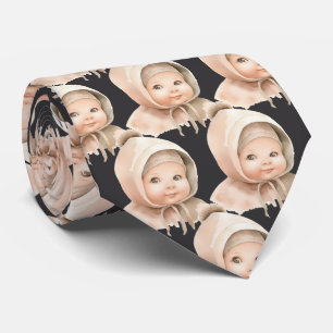 Custom Your Baby Photo Cut-Out Dark Gray Neck Tie