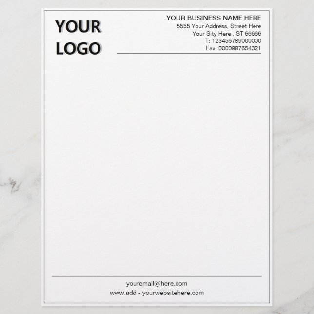 Custom Your Business Info Letterhead with Logo (Front)