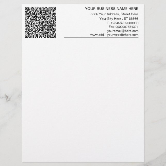 Custom Your Business Letterhead with QR Code (Front)